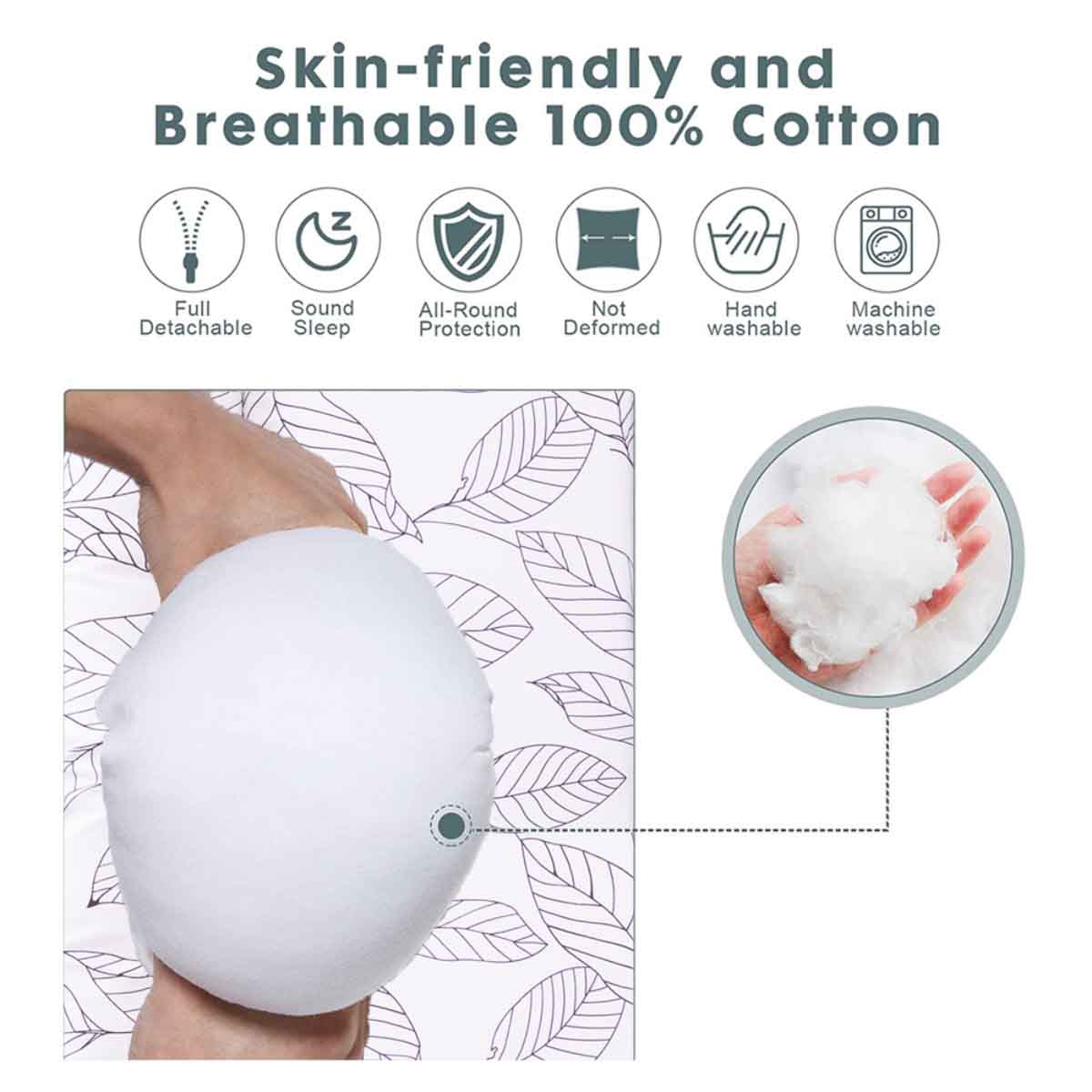 Little Story Flora White Grey Soft Breathable Fiberfill Newborn Lounger Bed Toddler, 0-2 Years