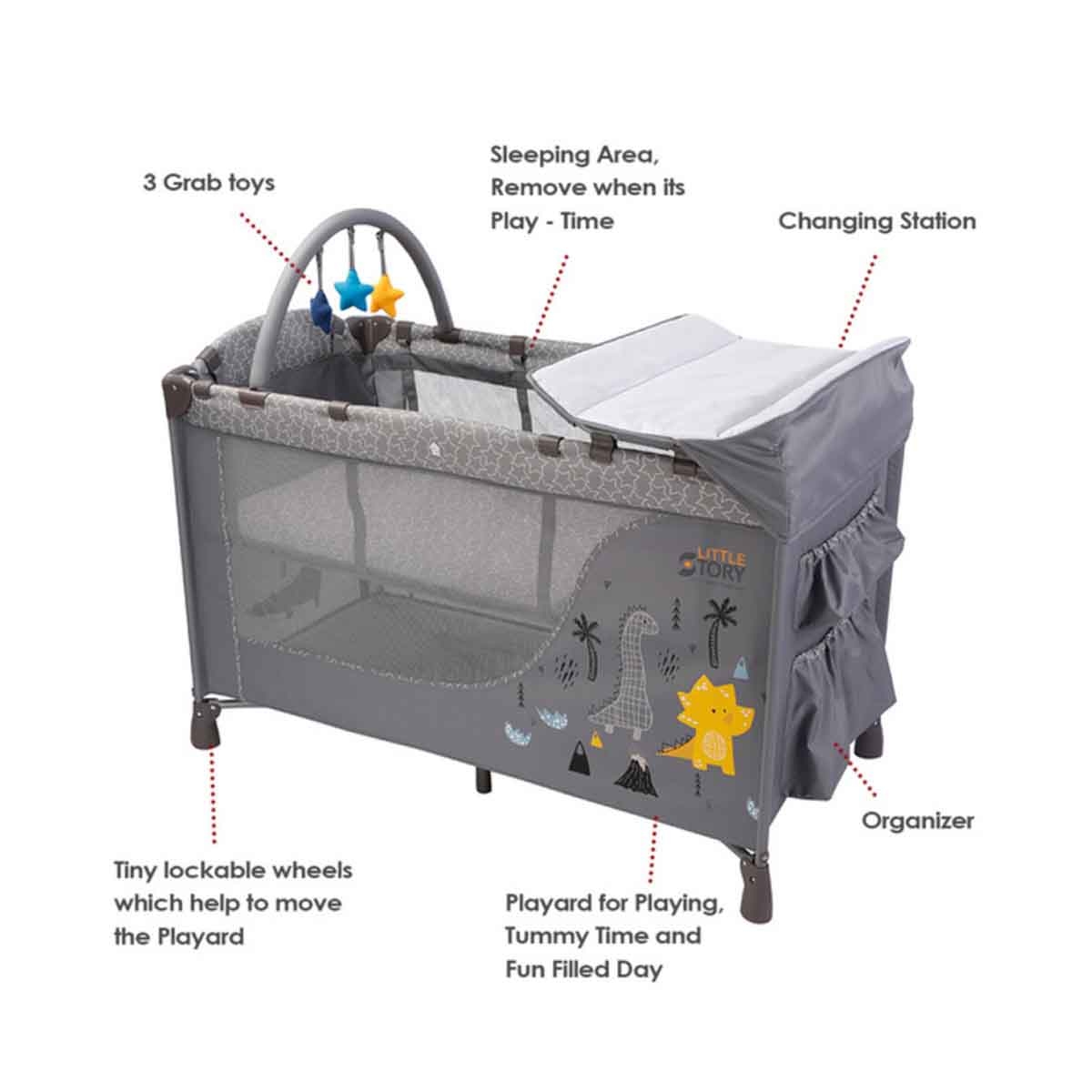 Little Story Foldable Cot & Playard Toddler, 0-2 Years
