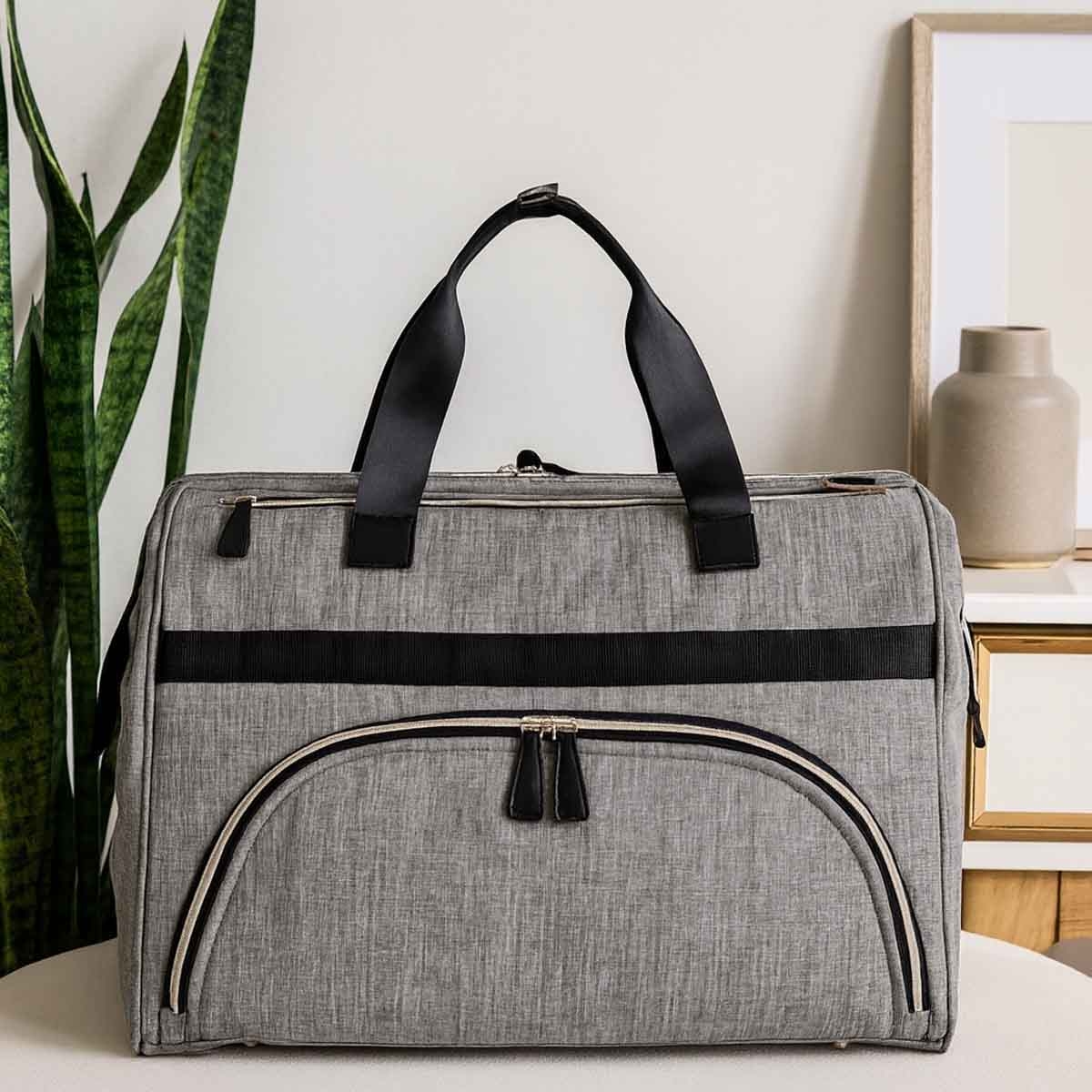 Little Story Grey Gabrielle Mom Dad XL Travel Diaper Bag with Diaper Changing Mat