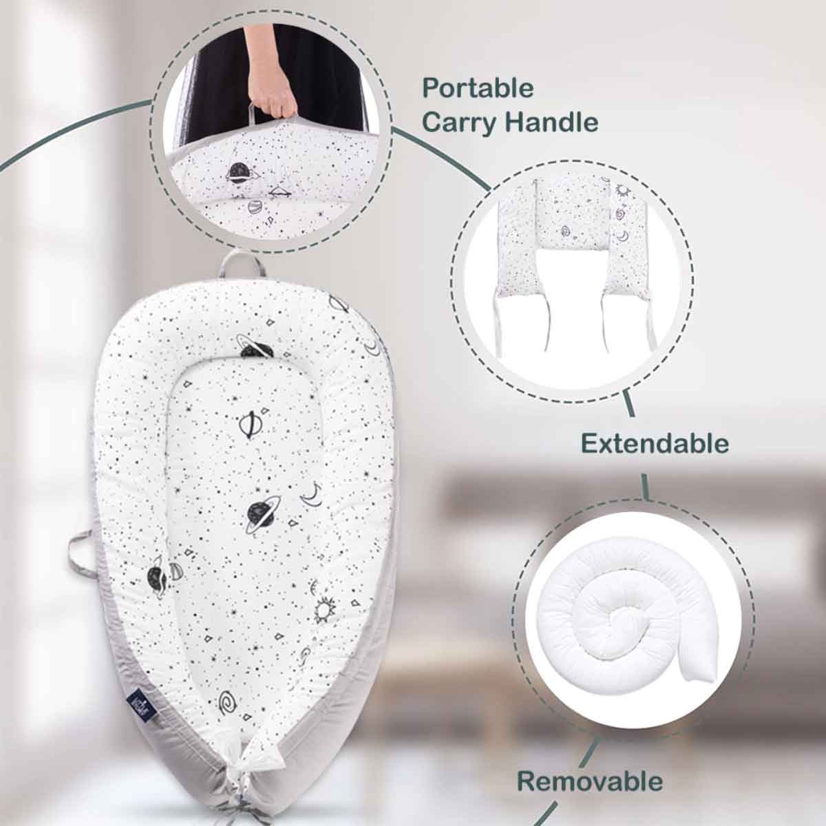 Little Story Galaxy Soft Breathable Fiberfill Newborn Lounger Bed Toddler, 0-2 Years