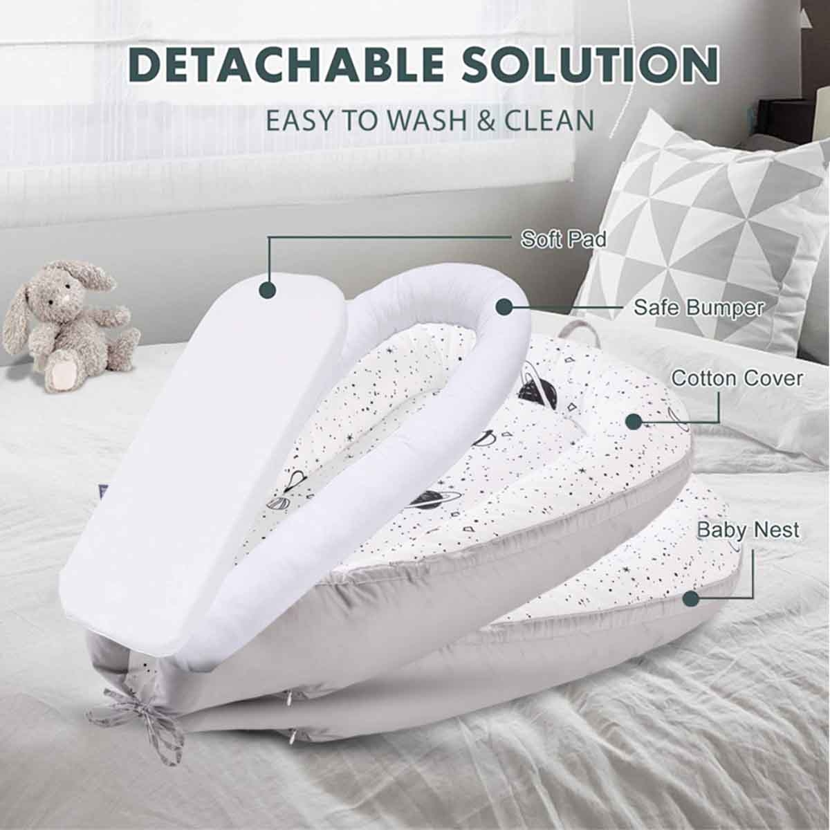 Little Story Galaxy Soft Breathable Fiberfill Newborn Lounger Bed Toddler, 0-2 Years