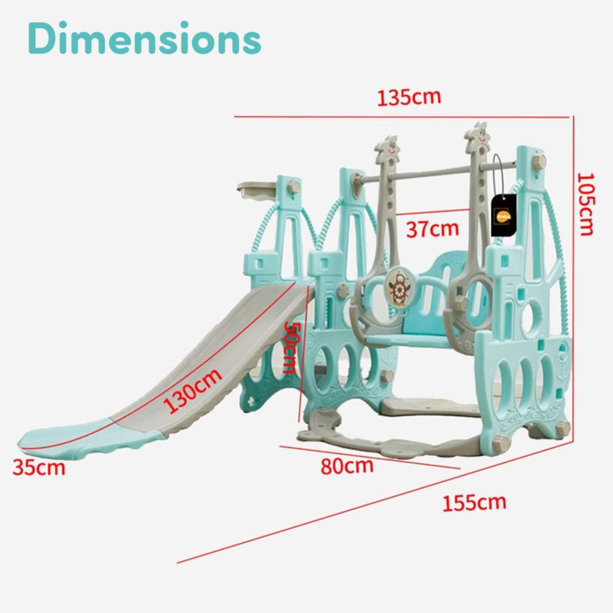 Little Story Green 3-in-1 Swing with Slide Unisex, 3-4 Years