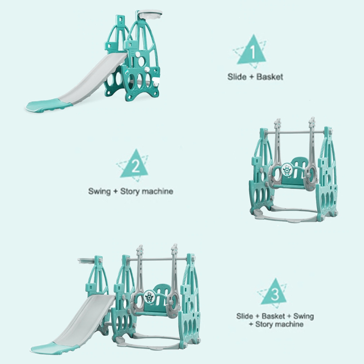 Little Story Green 3-in-1 Swing with Slide Unisex, 3-4 Years