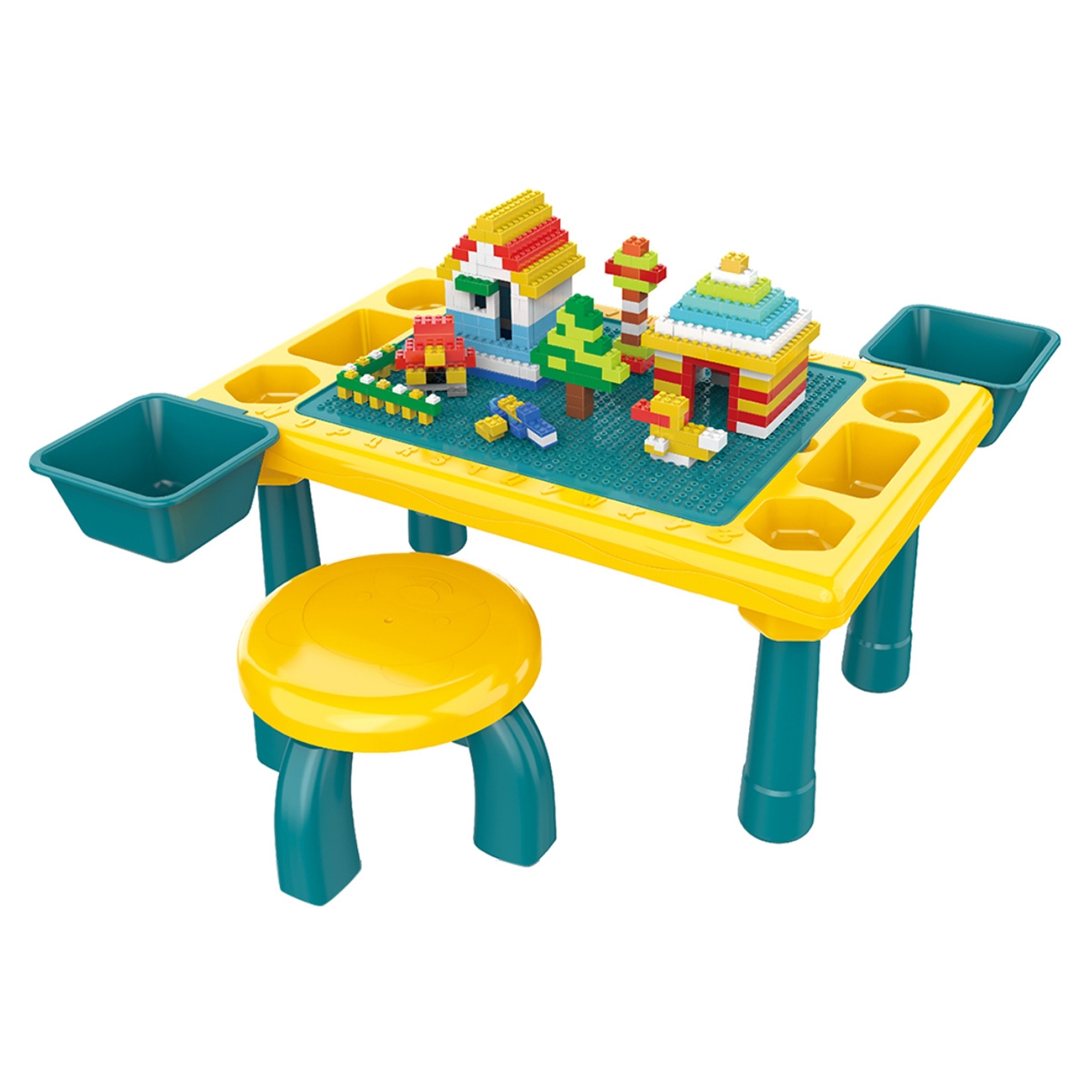 Little Story Green Blocks 4 in 1 Activity Table with Stool Unisex, 3-4 Years