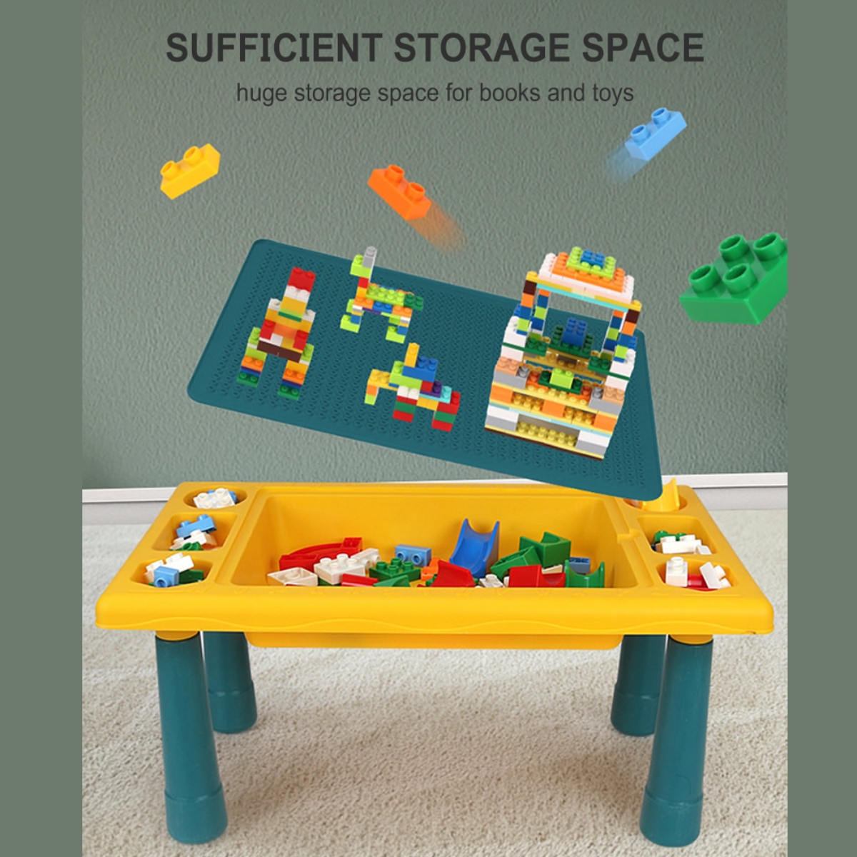 Little Story Green Blocks 4 in 1 Activity Table with Stool Unisex, 3-4 Years