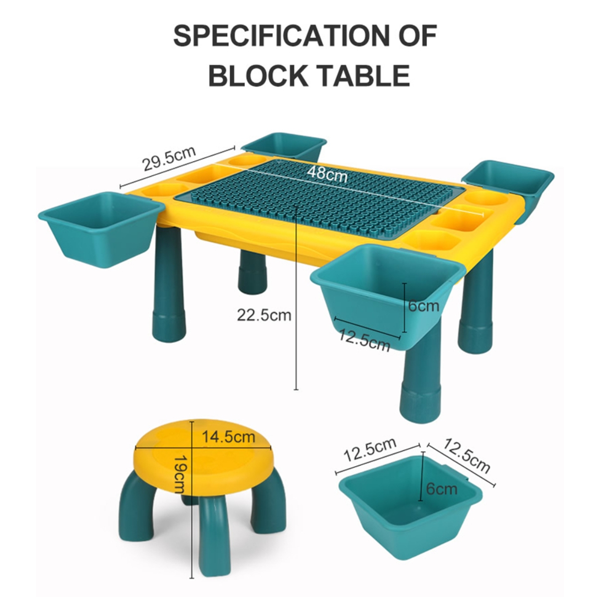 Little Story Green Blocks 4 in 1 Activity Table with Stool Unisex, 3-4 Years