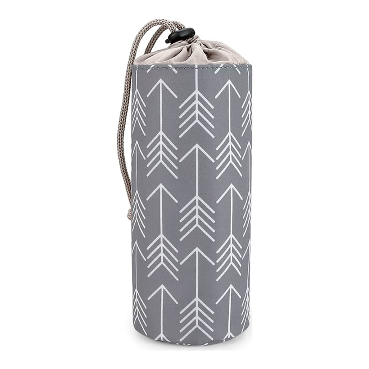 Little Story Grey Arrow Diaper Backpack with Changing Mat & Bottle Bag