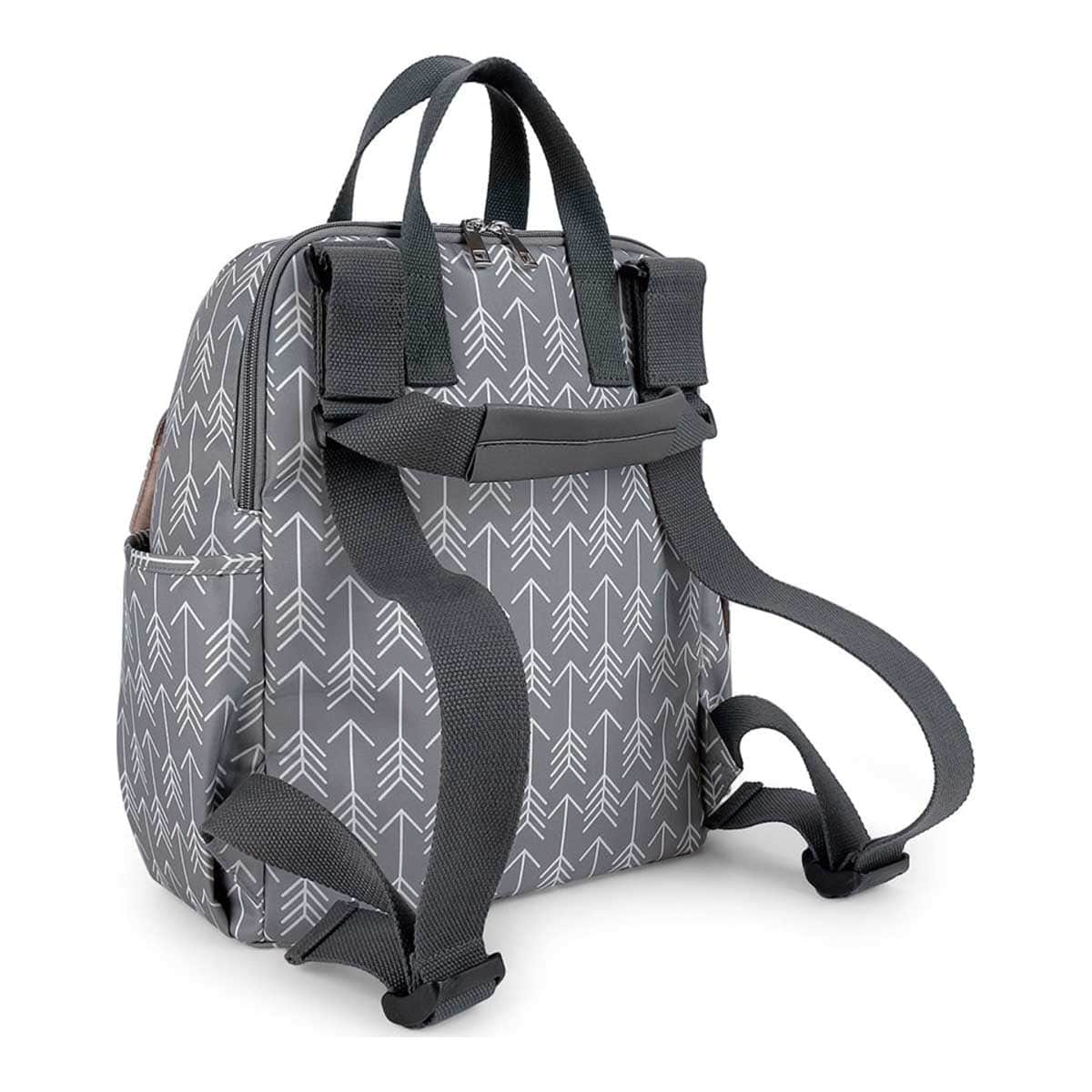 Little Story Grey Arrow Diaper Backpack with Changing Mat & Bottle Bag