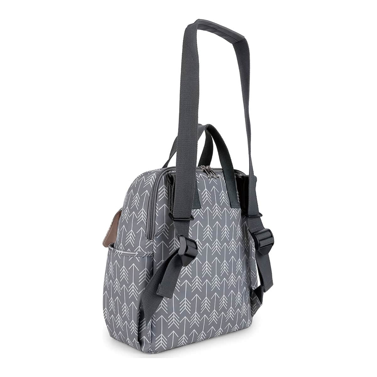Little Story Grey Arrow Diaper Backpack with Changing Mat & Bottle Bag