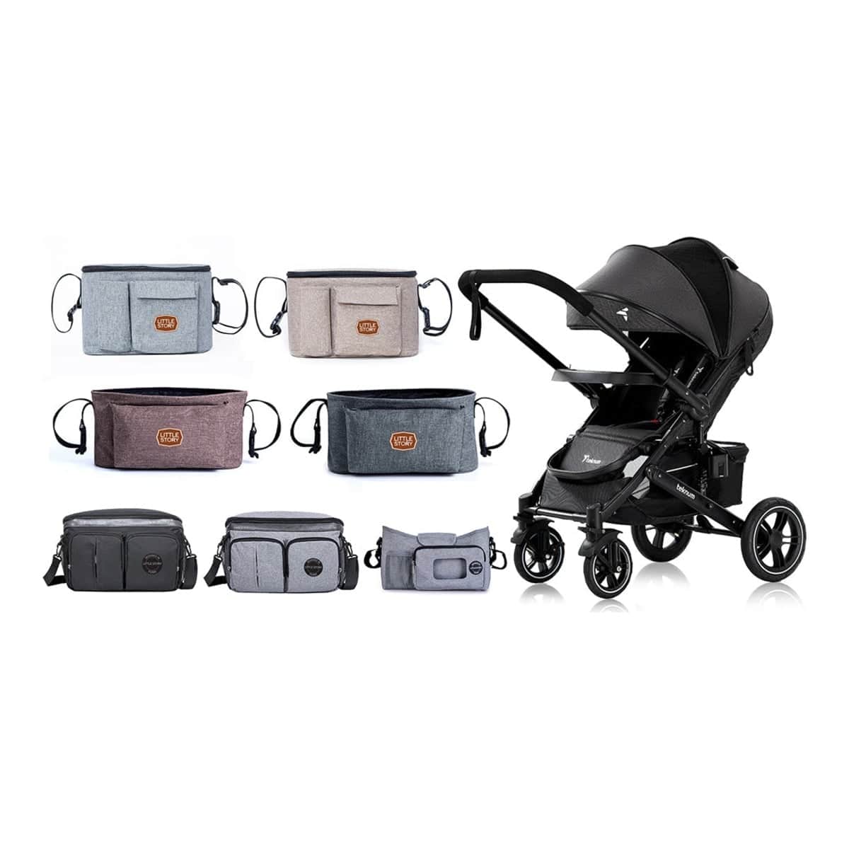 Little Story Grey Bronx Stroller Organizer