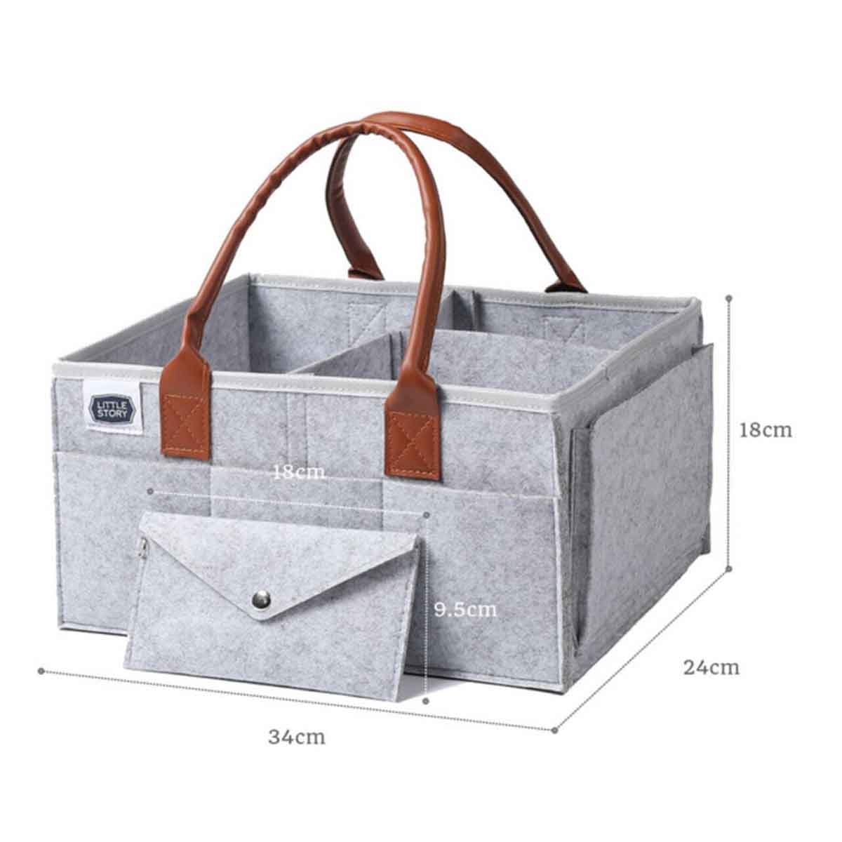 Little Story Grey Diaper Caddy & Travel Pouch Set