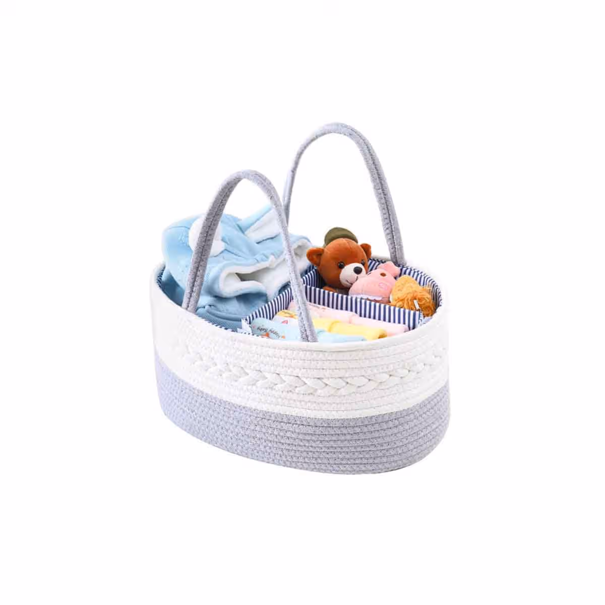 Little Story Grey Diaper Caddy with 100-Piece Changing Mats
