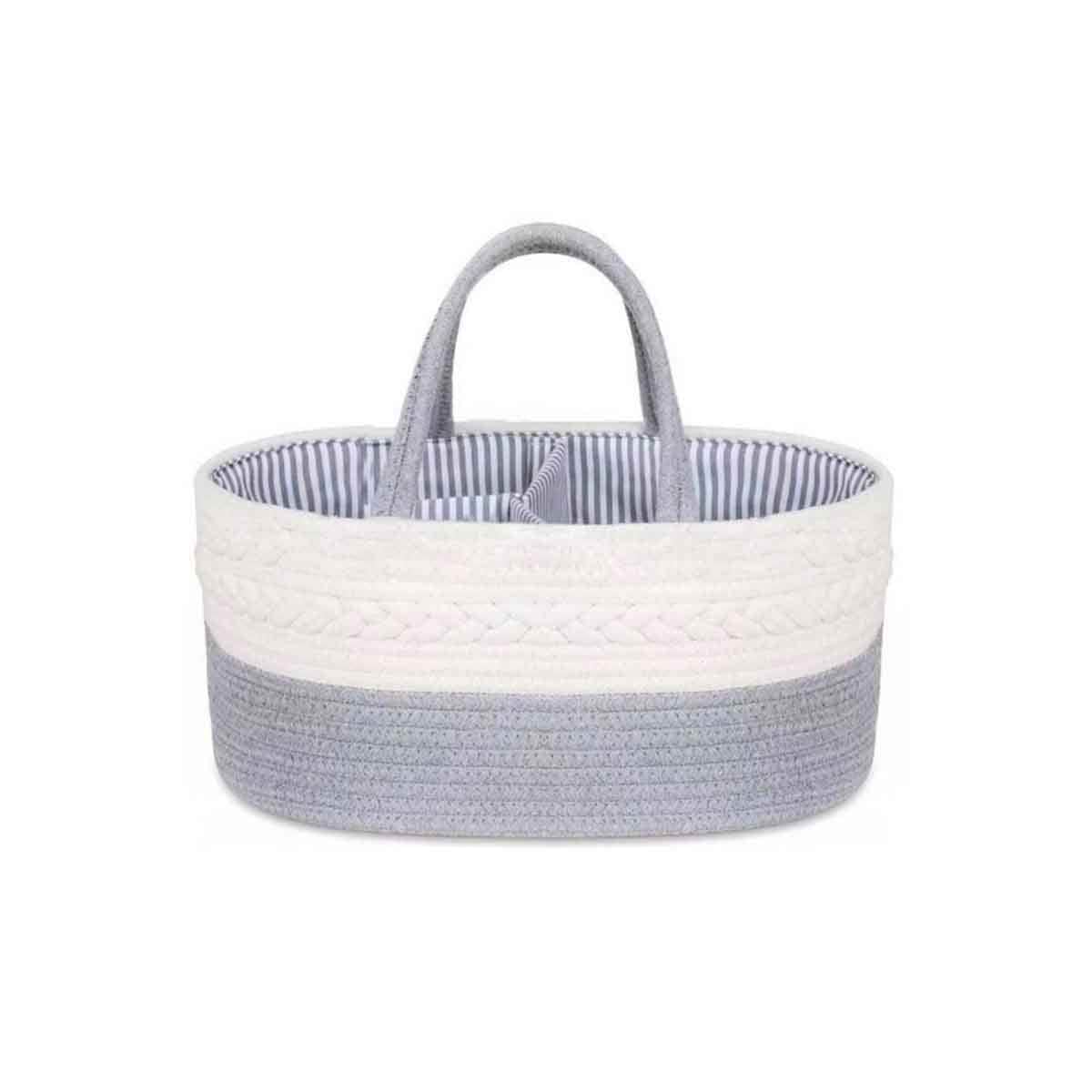 Little Story Grey Diaper Caddy with 50-Piece White Changing Mats