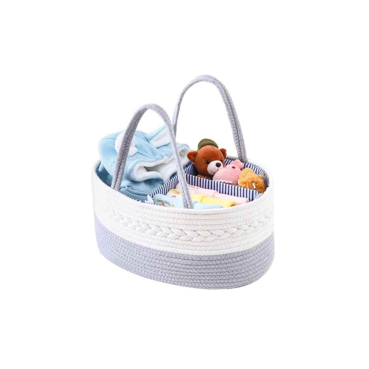 Little Story Grey Diaper Caddy with 50-Piece White Changing Mats