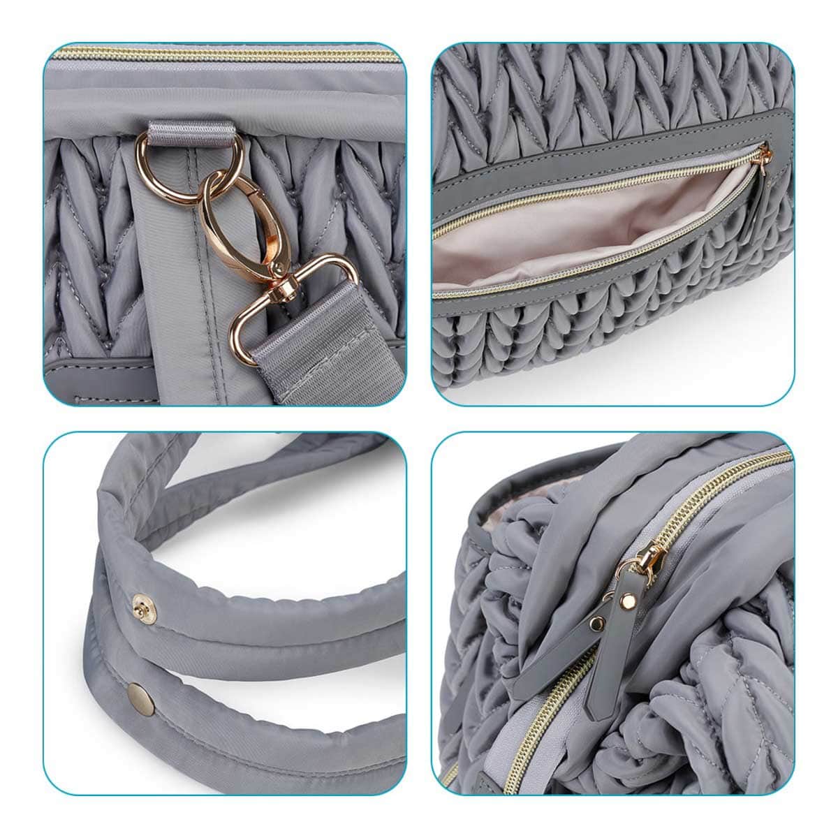 Little Story Grey Elva Diaper Bag with Stroller Straps