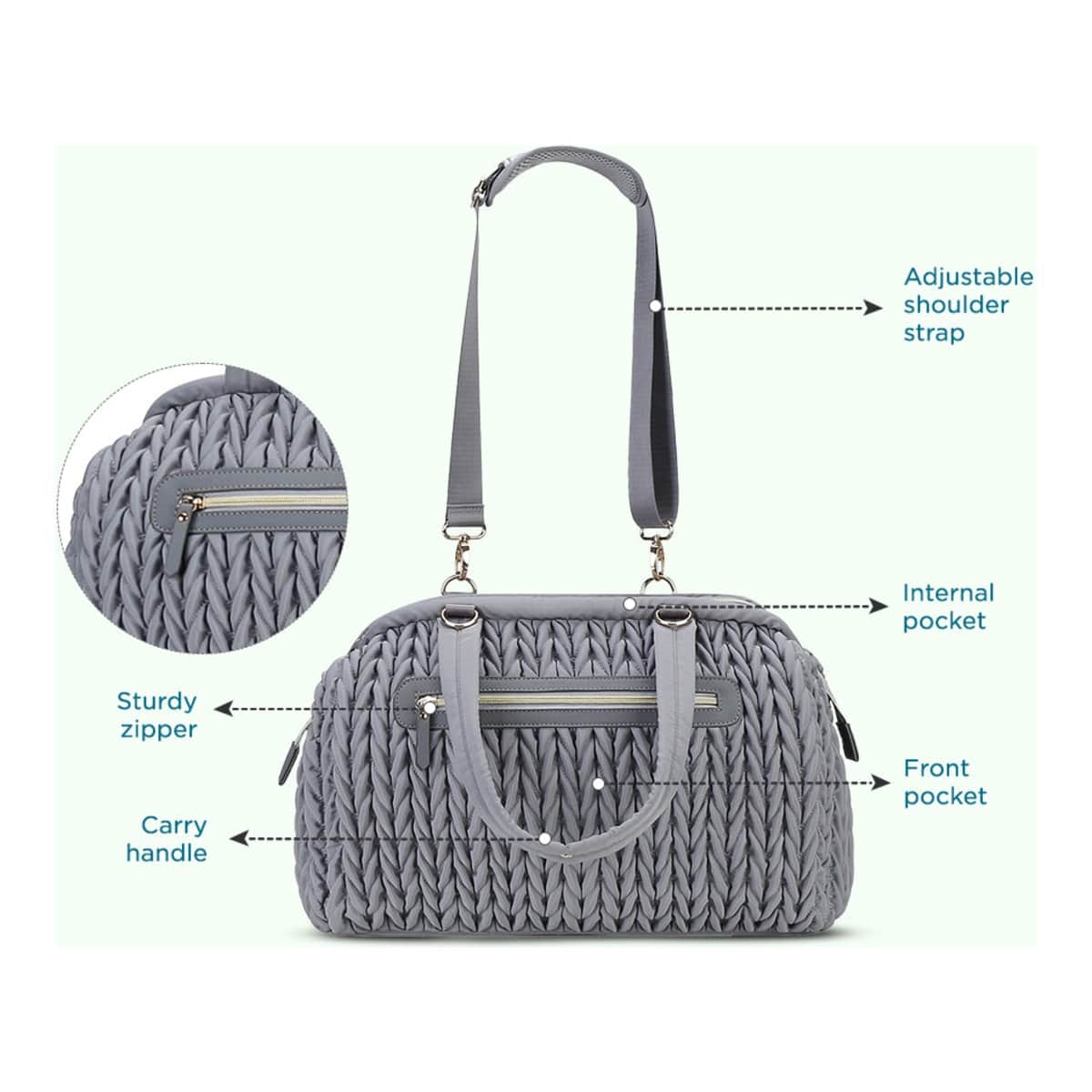 Little Story Grey Elva Diaper Bag with Stroller Straps