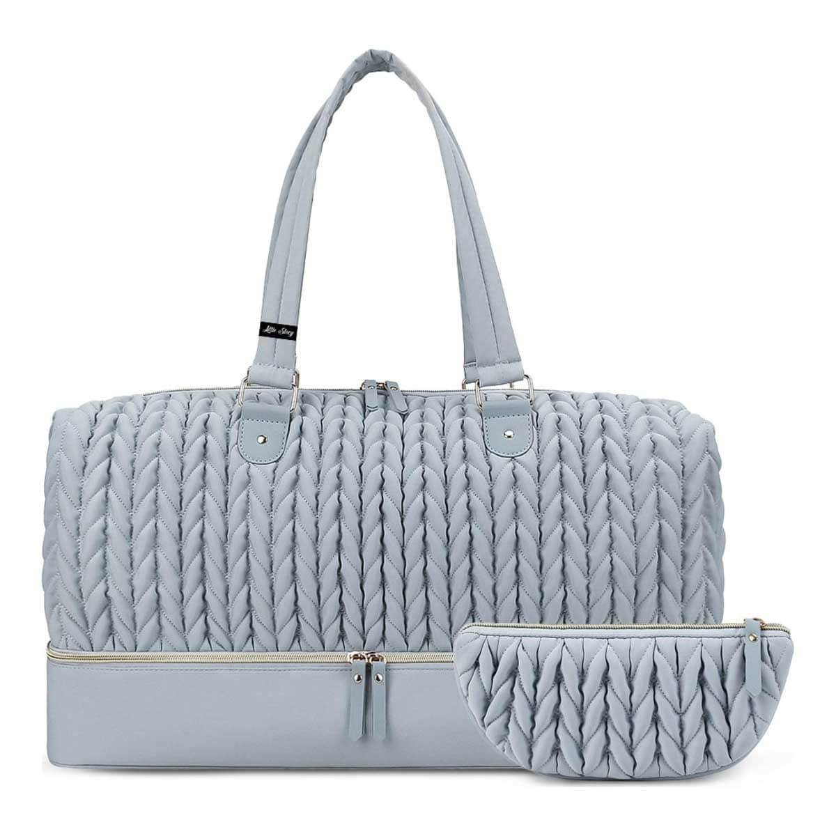 Little Story Grey Luxe Knit Diaper Bag with Clutch