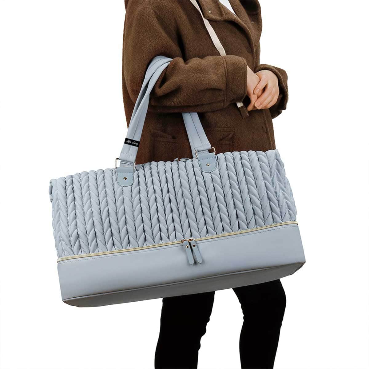 Little Story Grey Luxe Knit Diaper Bag with Clutch