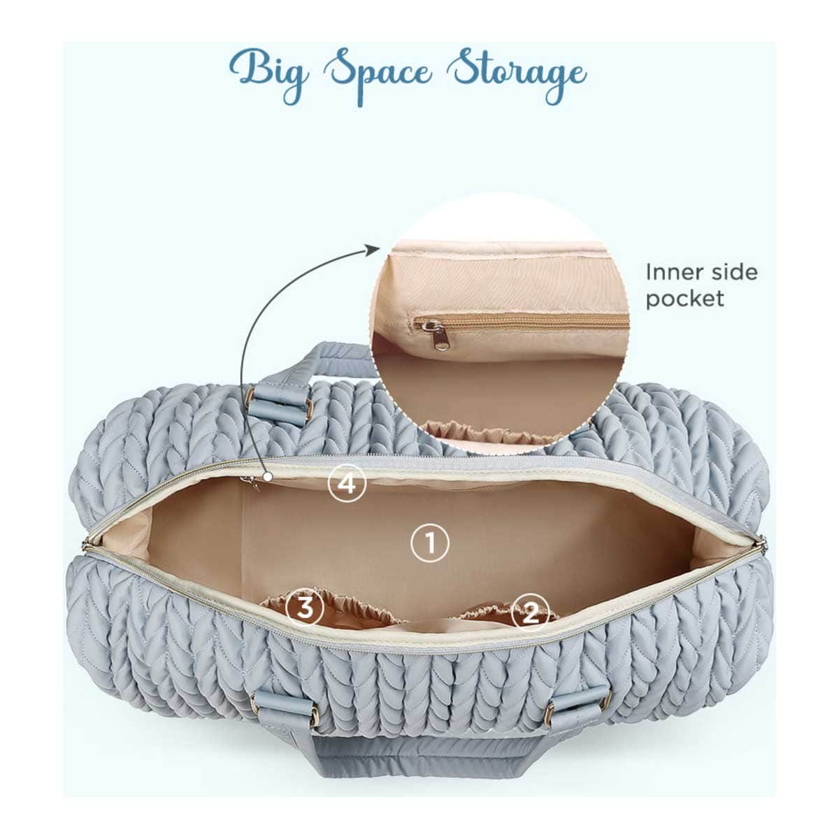 Little Story Grey Luxe Knit Diaper Bag with Clutch