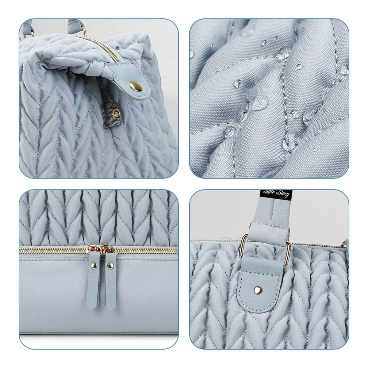 Little Story Grey Luxe Knit Diaper Bag with Clutch