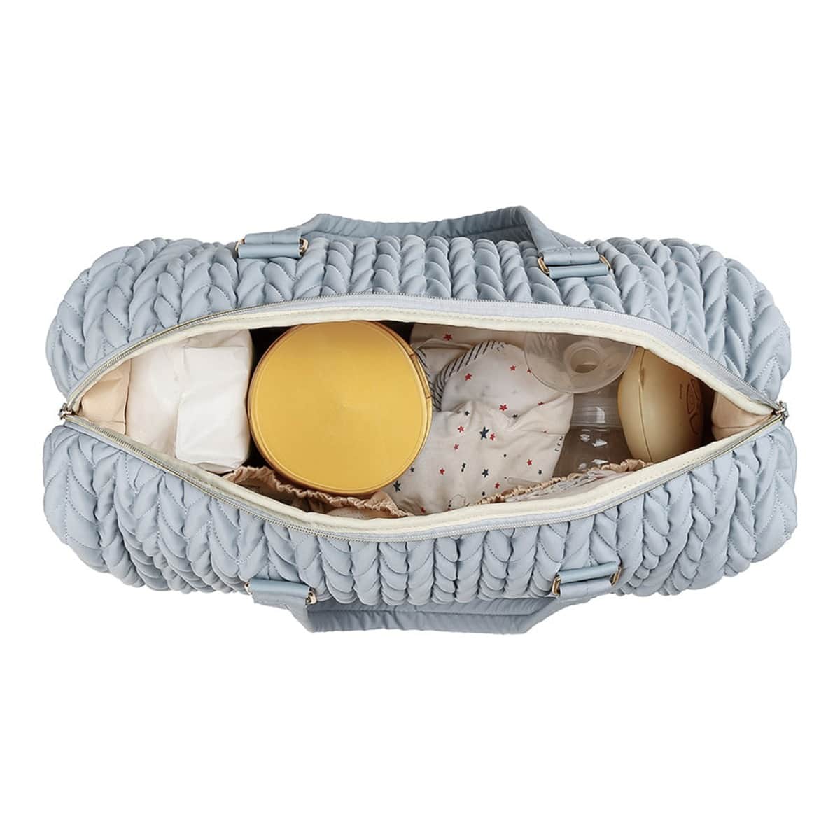 Little Story Grey Luxe Knit Diaper Bag with Clutch