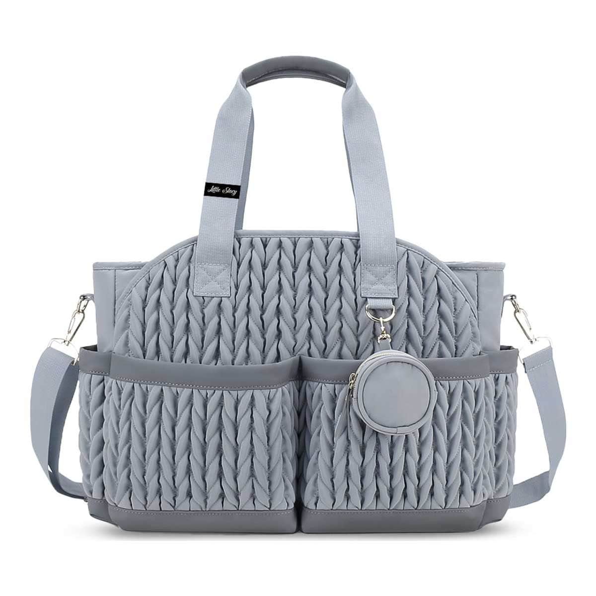 Little Story Grey Nova Tote Bag with Pacifier Pod