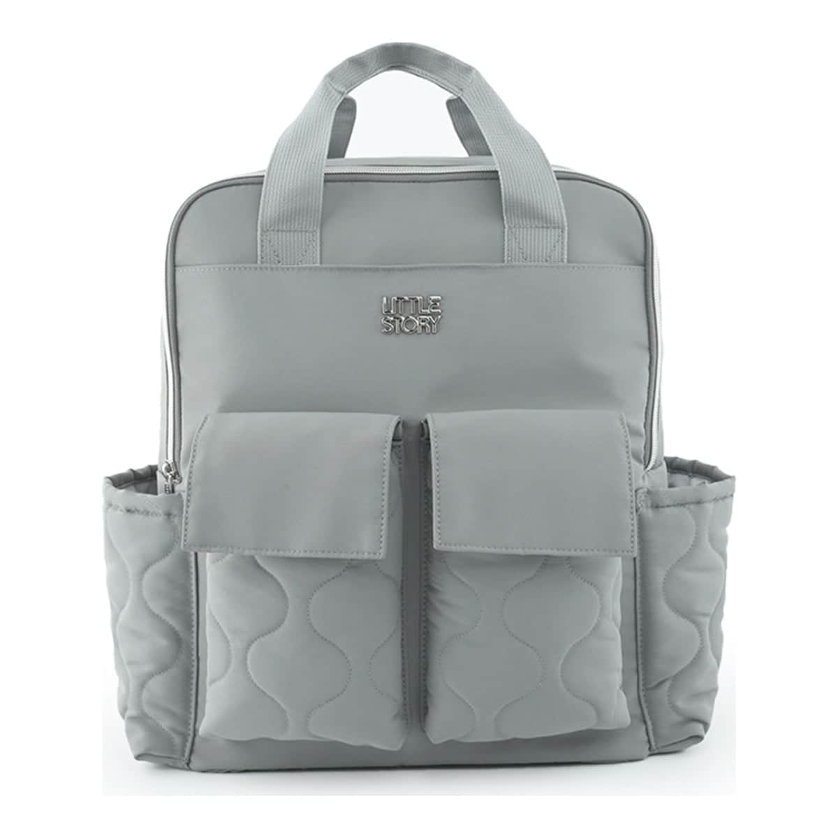Little Story Grey Quilted Diaper Backpack with Changing Mat
