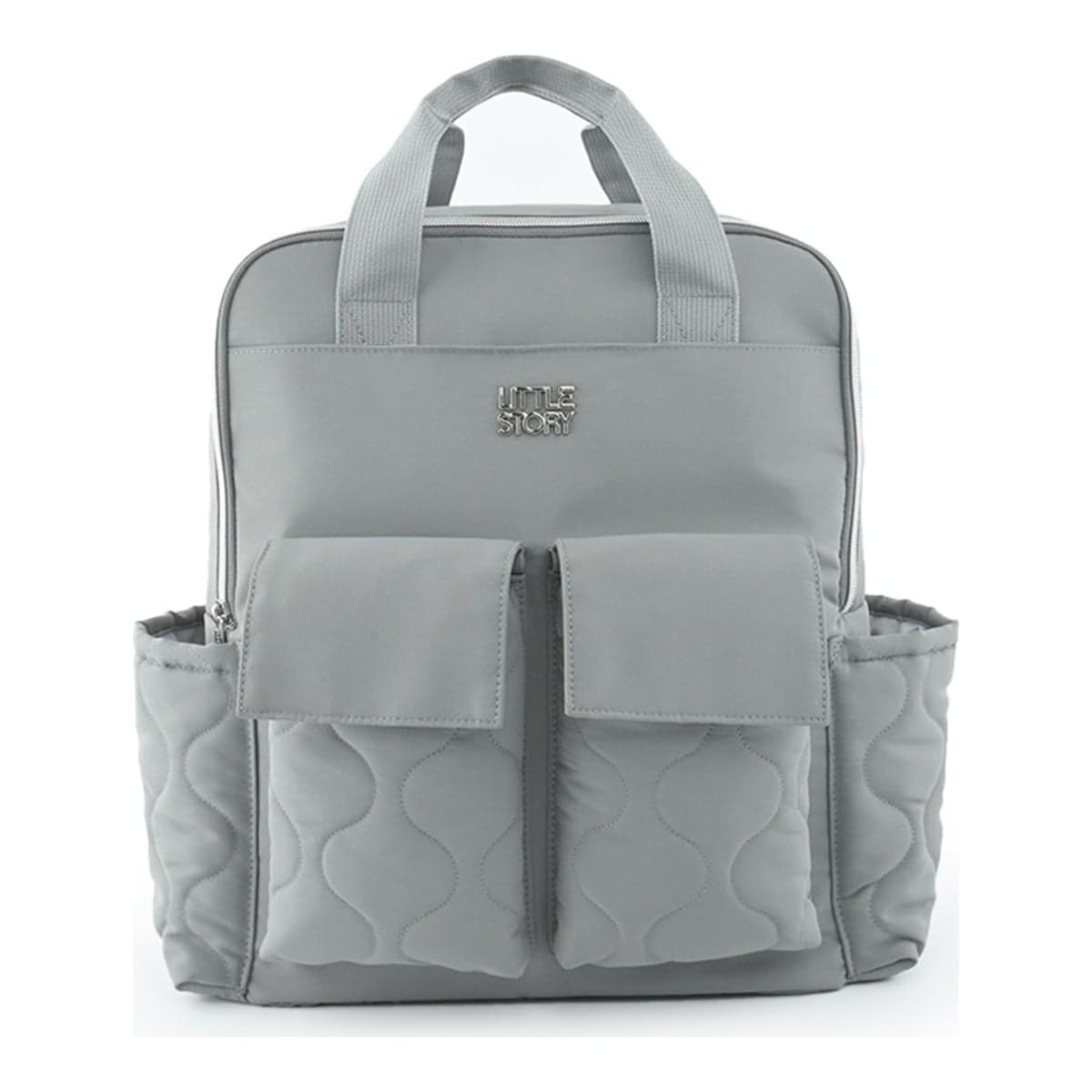 Little Story Grey Quilted Diaper Backpack with Changing Mat