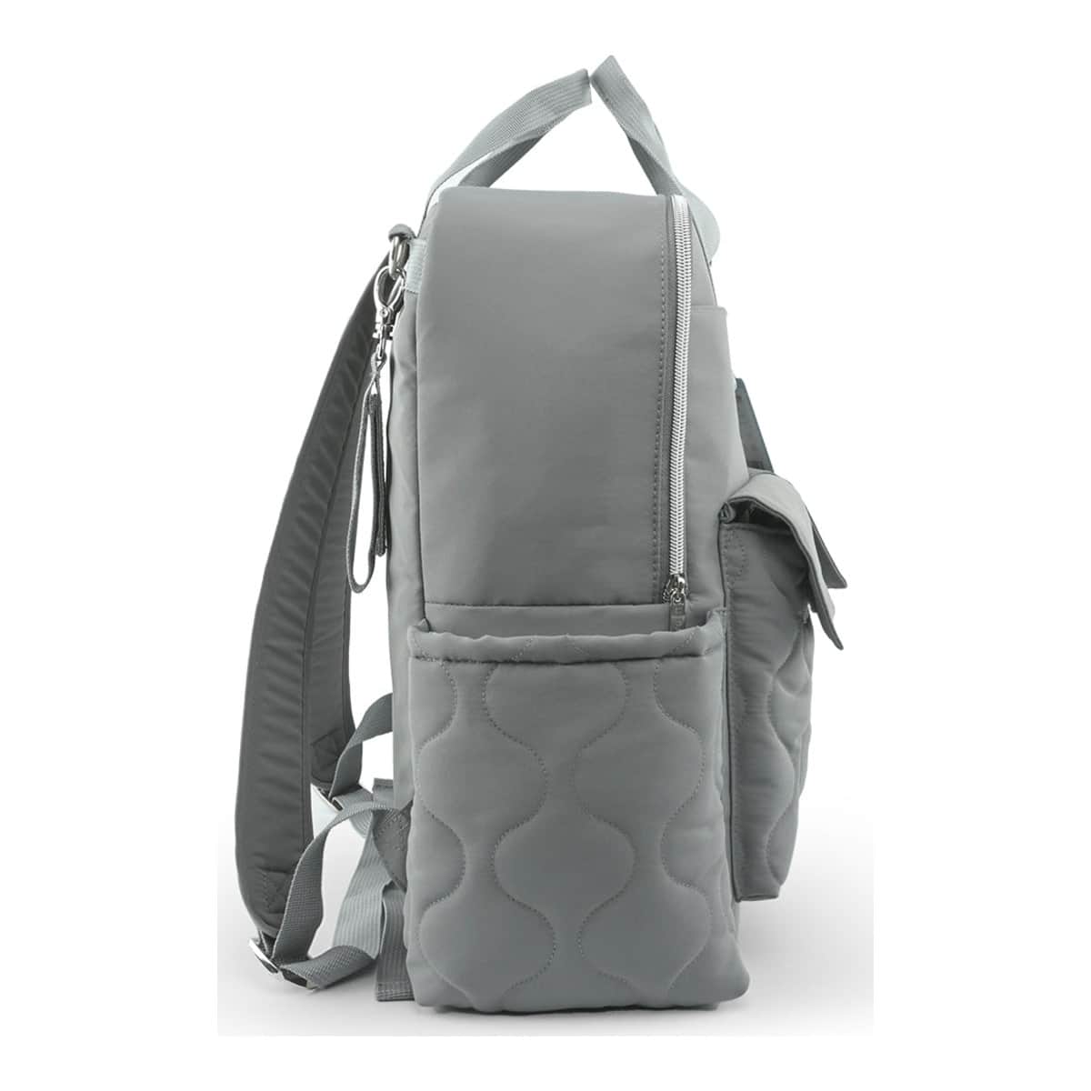 Little Story Grey Quilted Diaper Backpack with Changing Mat