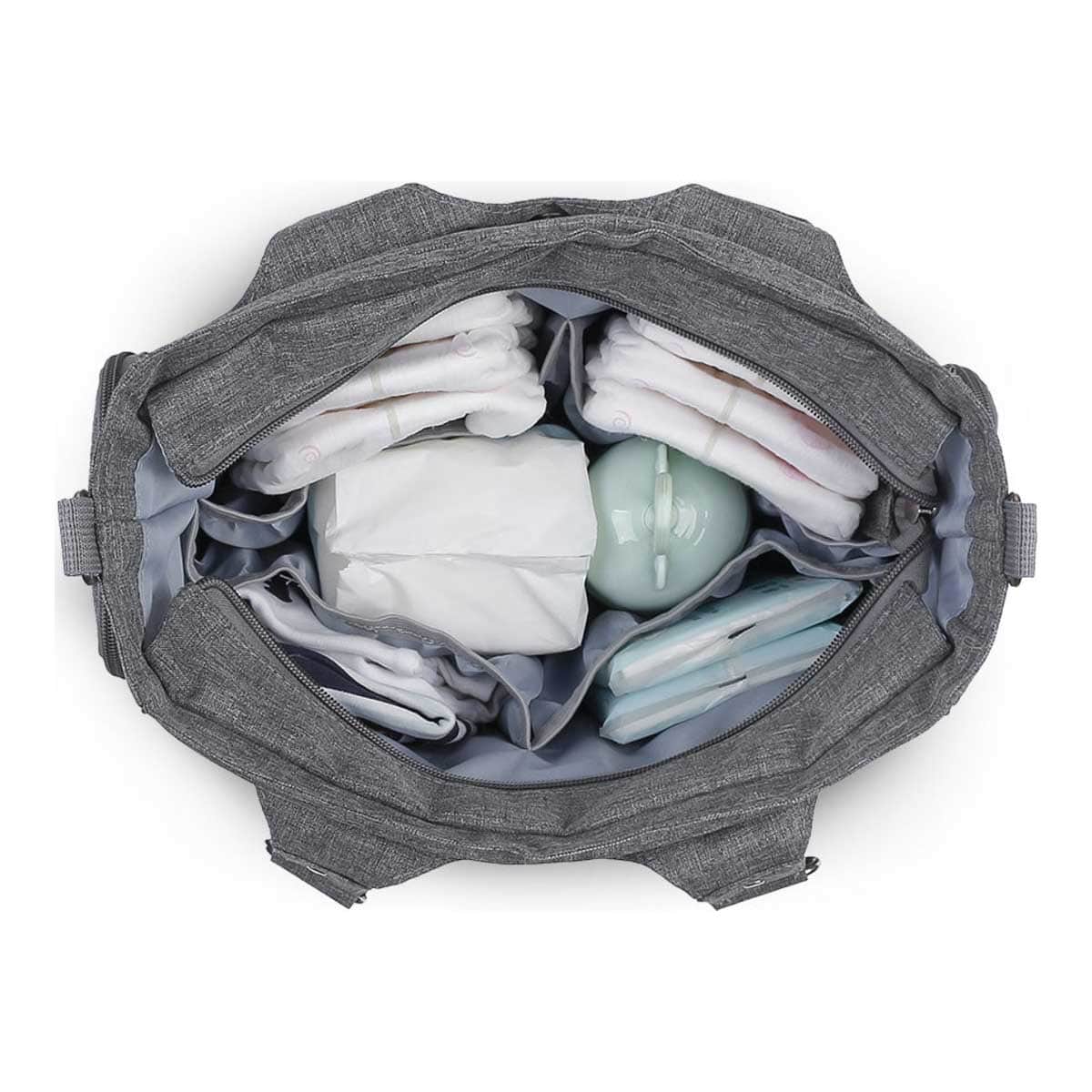 Little Story Grey Quilted Diaper Bags with Stroller Straps & Changing Mat