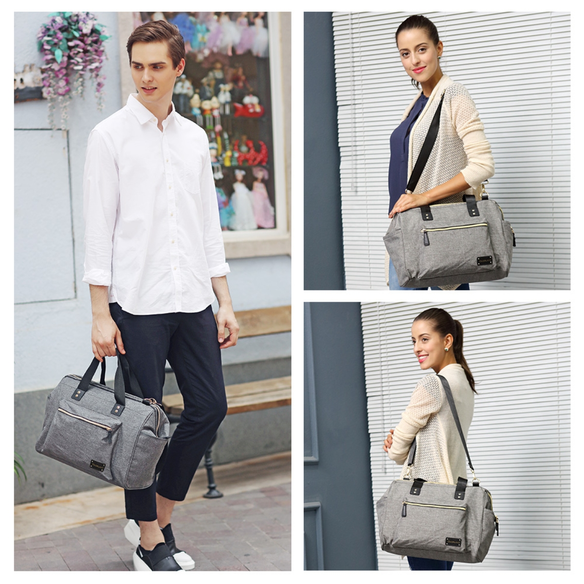 Little Story Grey Zera Mom Dad Diaper Bag Toddler