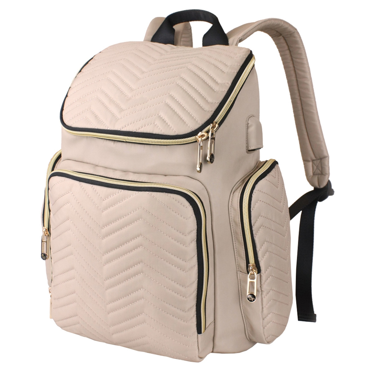 Little Story Ivory Georgia Diaper Bag with Changing Pad & Stroller Hooks Toddler