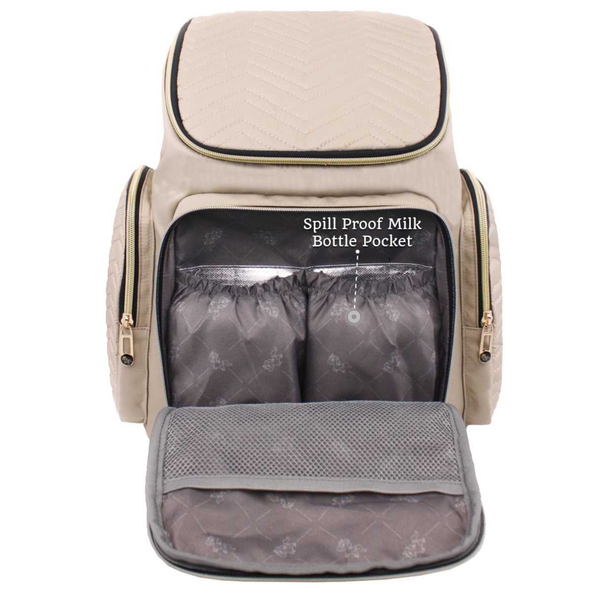 Little Story Ivory Georgia Diaper Bag with Changing Pad & Stroller Hooks Toddler