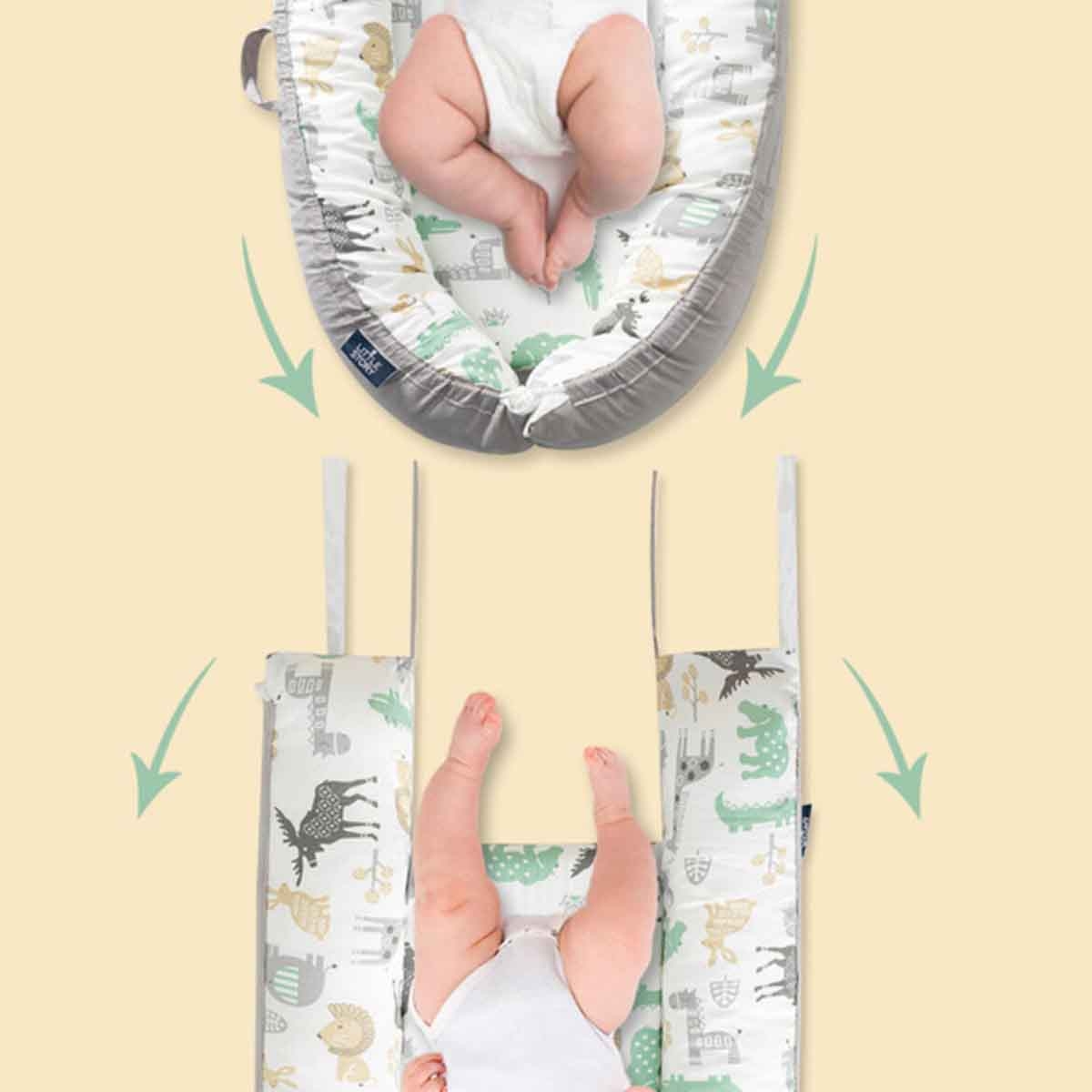 Little Story Jungle Soft Breathable Fiberfill Newborn Lounger Bed Toddler, 0-2 Years