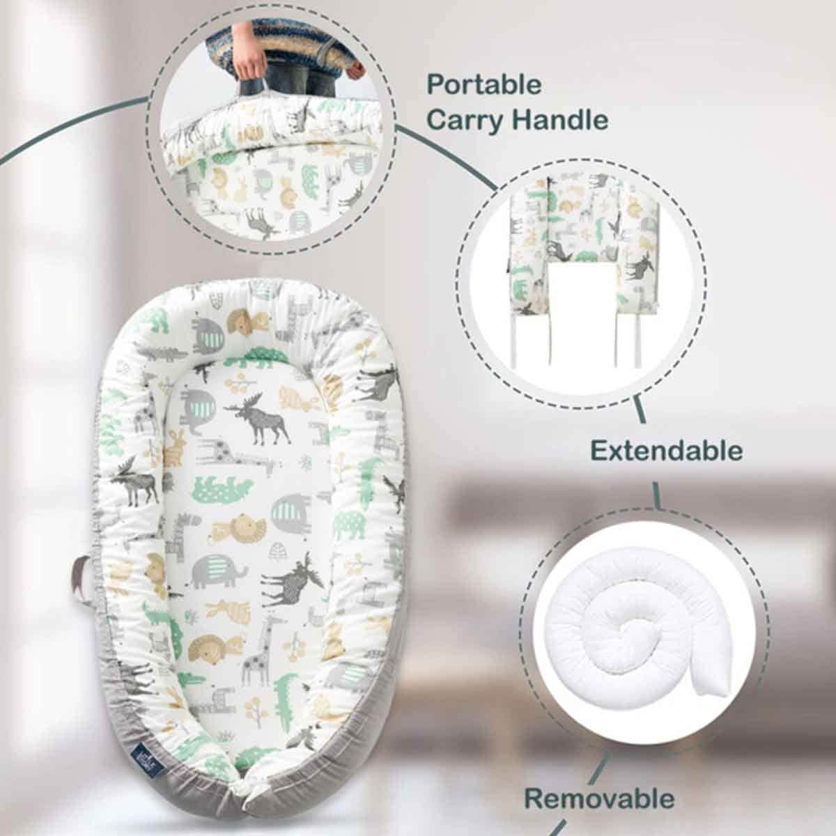 Little Story Jungle Soft Breathable Fiberfill Newborn Lounger Bed Toddler, 0-2 Years