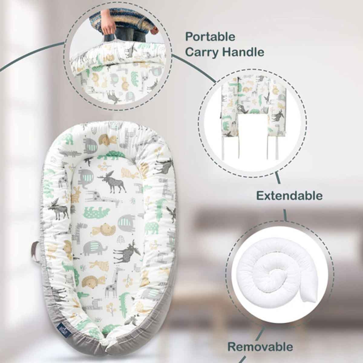 Little Story Jungle Soft Breathable Fiberfill Newborn Lounger Bed Toddler, 0-2 Years