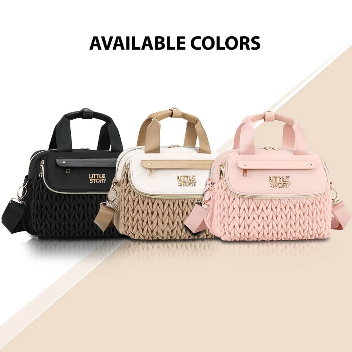 Little Story Khaki Compact Diaper Bag with Changing Pad & Shoulder Strap