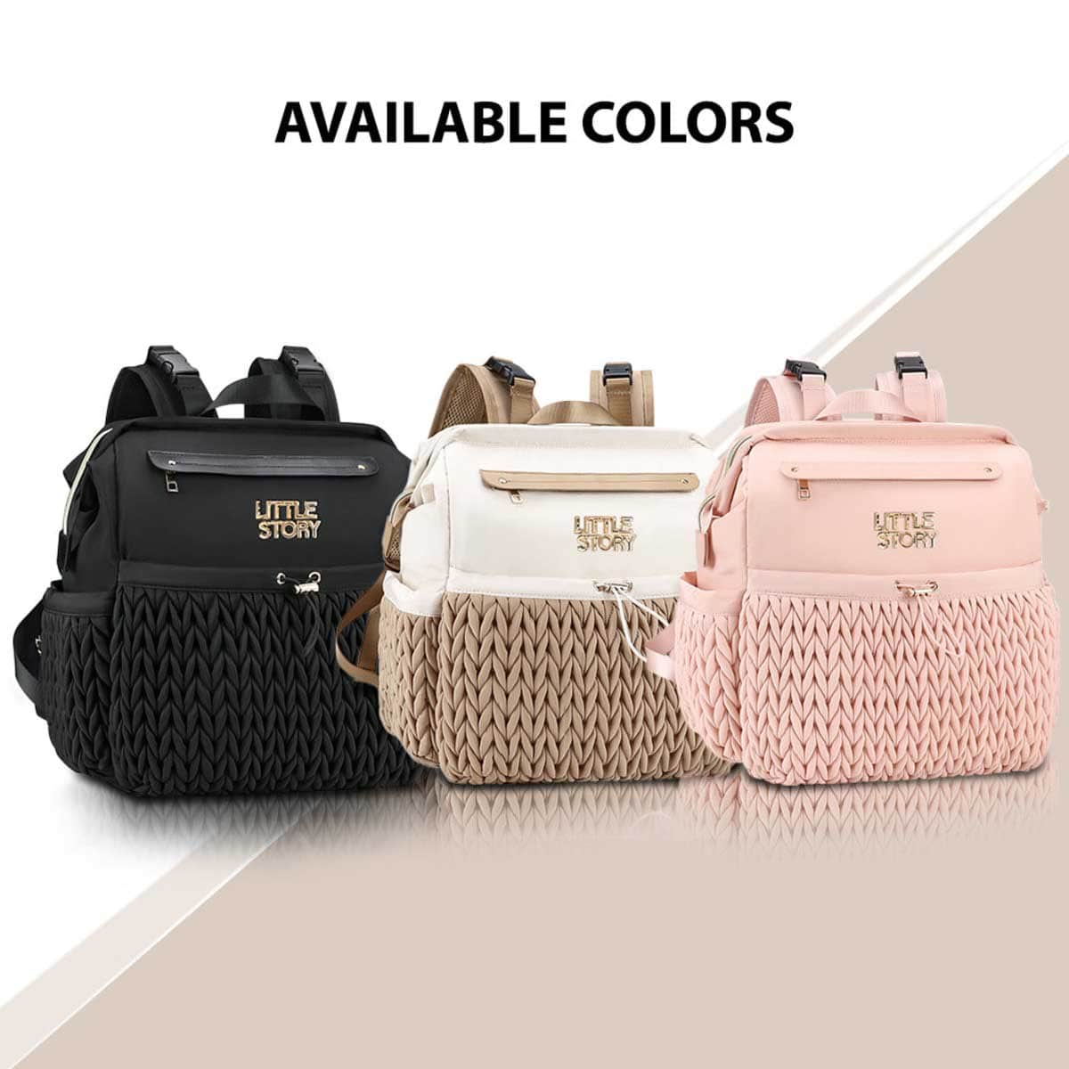 Little Story Khaki Diaper Backpack with Changing Pad & Laptop Sleeve