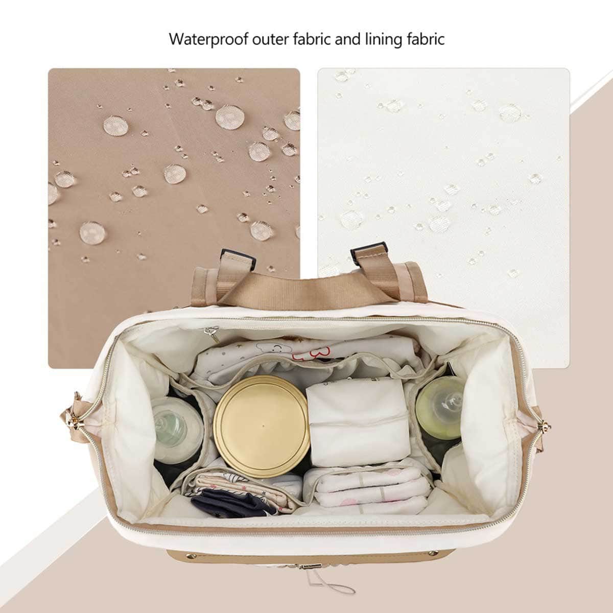Little Story Khaki Diaper Backpack with Changing Pad & Laptop Sleeve