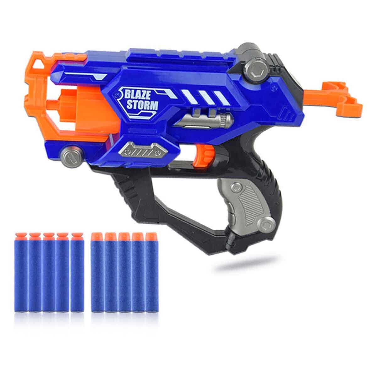ليتل ستوري لعبة إطلاق يدوية للأطفال مع 10 طلقات طرية باللون الأزرق للجنسين، 3-4 سنوات