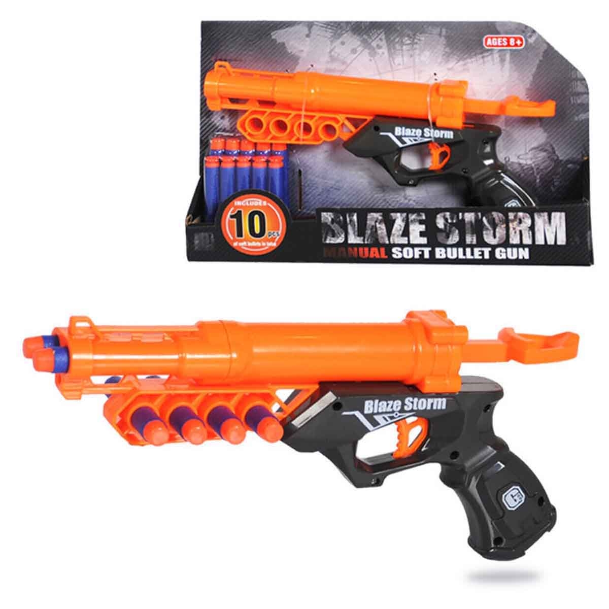 Little Story Kids Manual Orange Bullet Gun with 10-Piece Soft Bullets Unisex, 3-4 Years