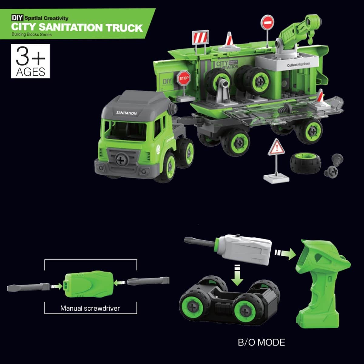 Little Story Kids Sanitation Truck Toy Playset Unisex, 3-4 Years