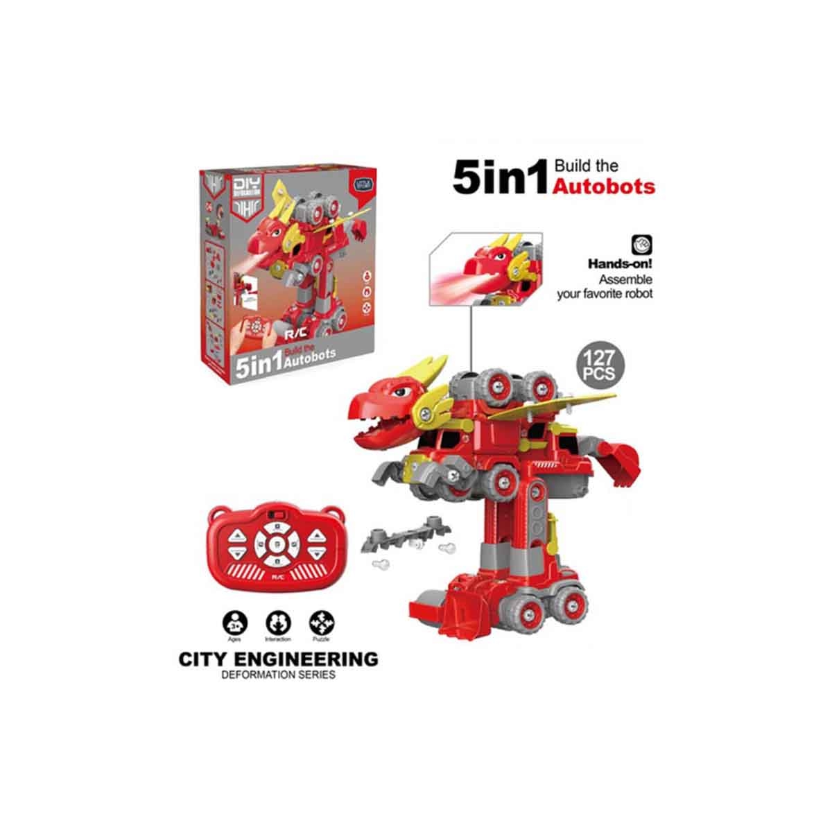 ليتل ستوري لعبة ديناصور روبوت متحول 5 في 1 مع جهاز تحكم عن بعد للجنسين، عمر 3-4 سنوات