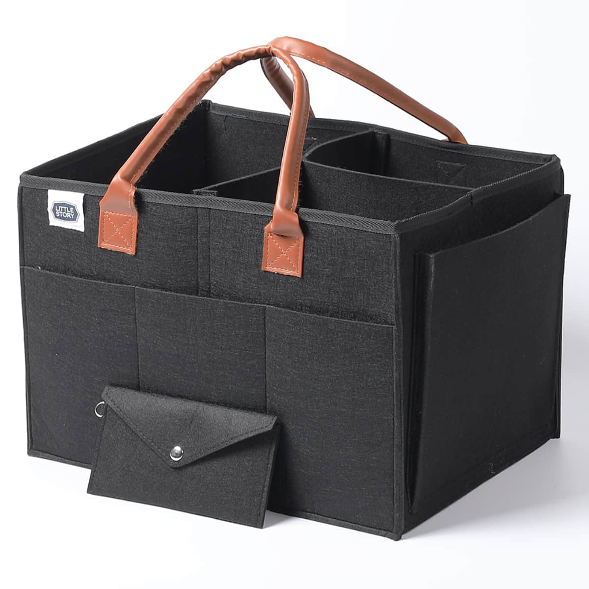 Little Story Large Black Diaper Caddy with Travel Pouch Toddler