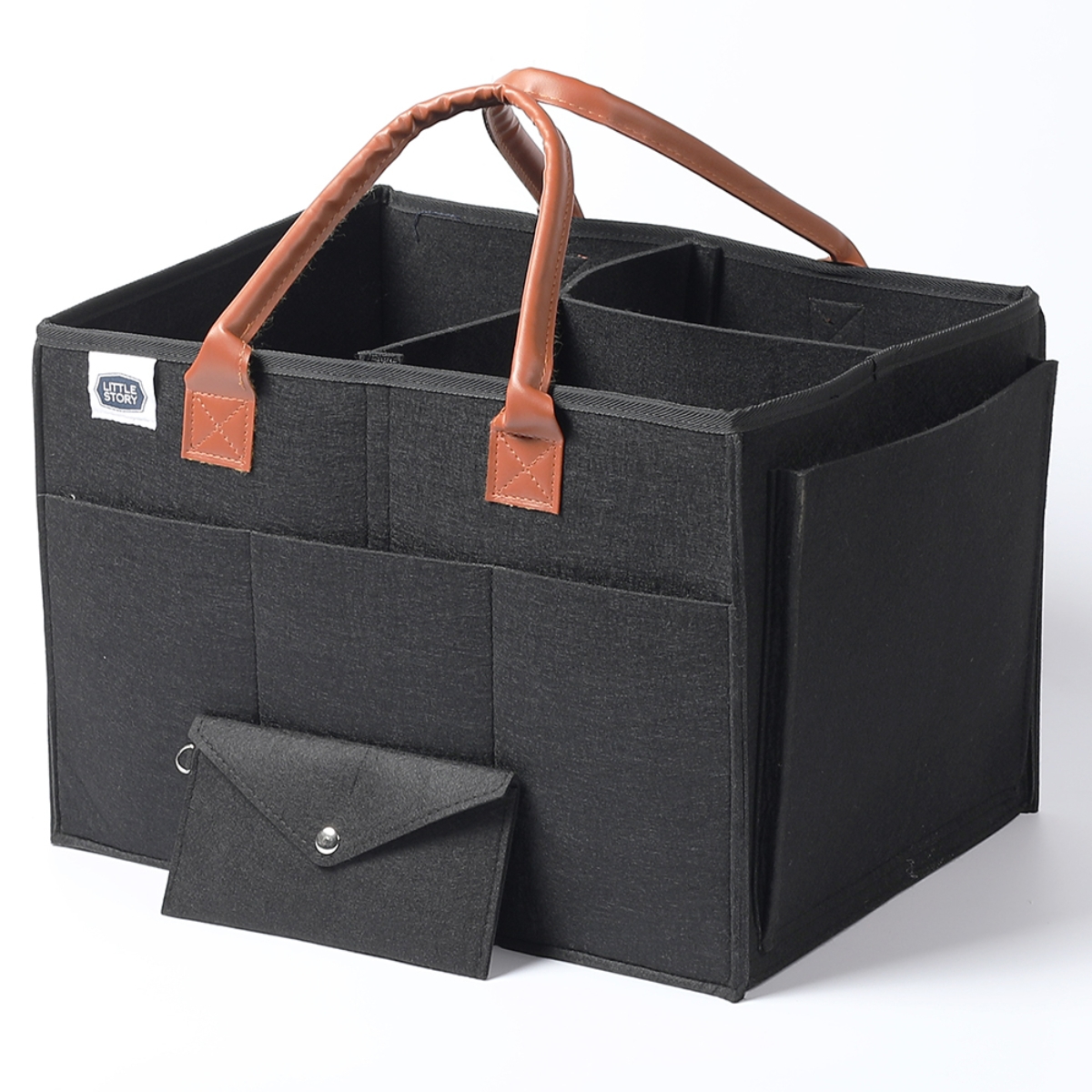 ليتل ستوري منظم حفاضات أسود كبير مع حقيبة سفر للرضع