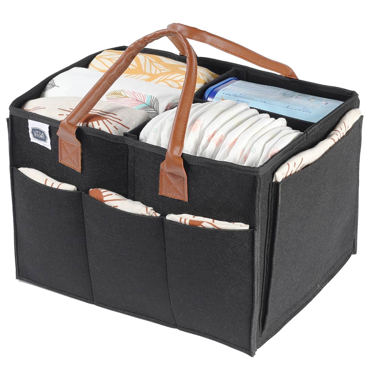 Little Story Large Black Diaper Caddy with Travel Pouch Toddler