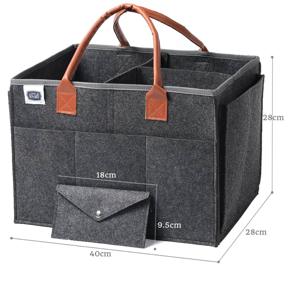 Little Story Large Dark Grey Diaper Caddy with Travel Pouch Toddler