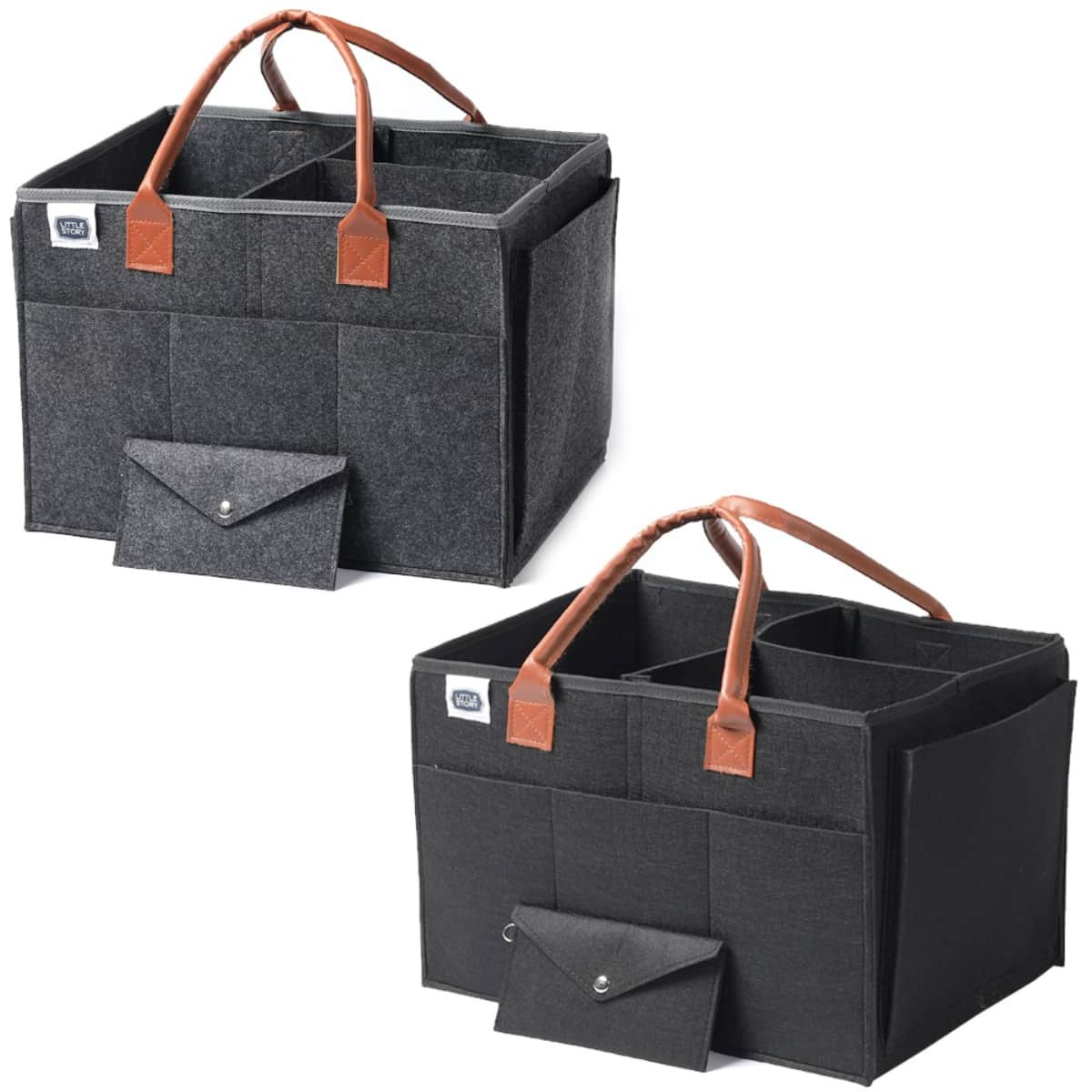 Little Story Large Dark Grey Diaper Caddy with Travel Pouch Toddler