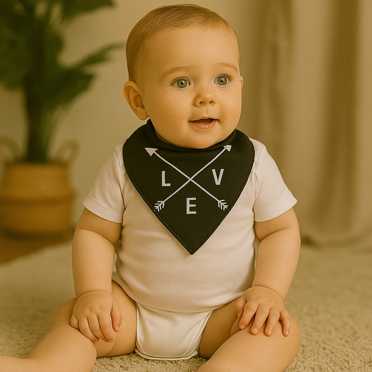 ليتل ستوري مريلات مثلثية بطبعة حب للرضع، 0-2 سنة، مجموعة من 4