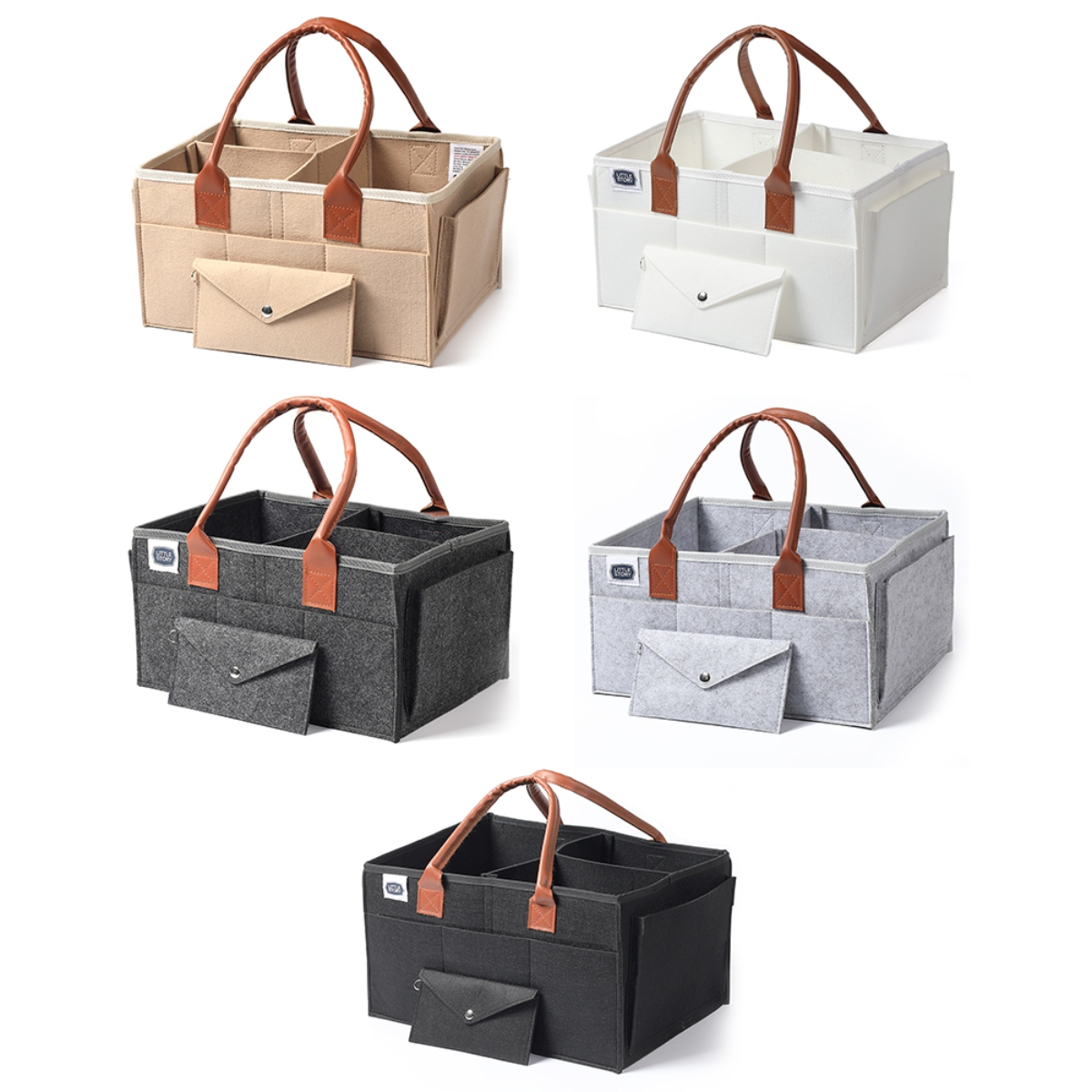 ليتل ستوري منظم حفاضات أسود متوسط الحجم مع حقيبة سفر للرضع